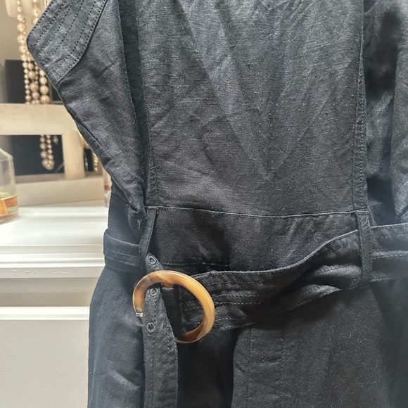 LOFT Linen Blend Belted Strappy Romper in Black - Picture 5 of 8